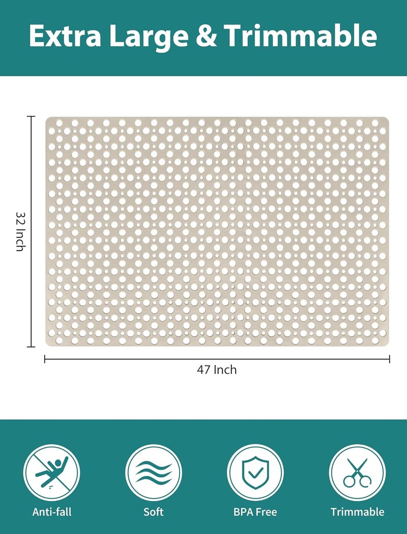 Yonala Extra Large Shower Mat, 47 x 32 Inch Non Slip Shower Mats for Inside Shower, Soft TPE Shower Floor Mat with Suction Cups and Drain Holes, Machine Washable Bathroom Shower Mat, Easy to Clean - Image 3